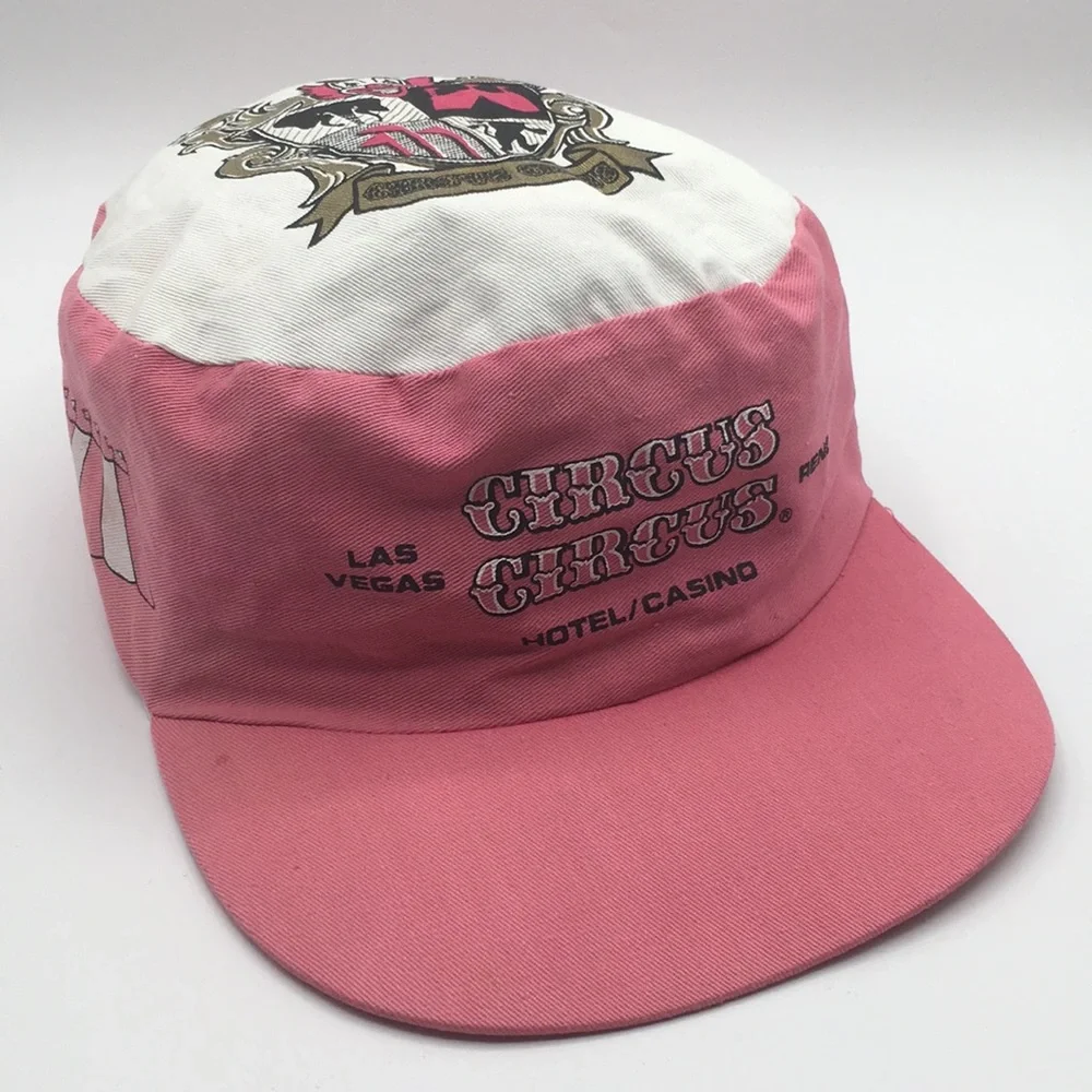 90's Vintage Pink Circus Circus Snap Back Hat Cap
